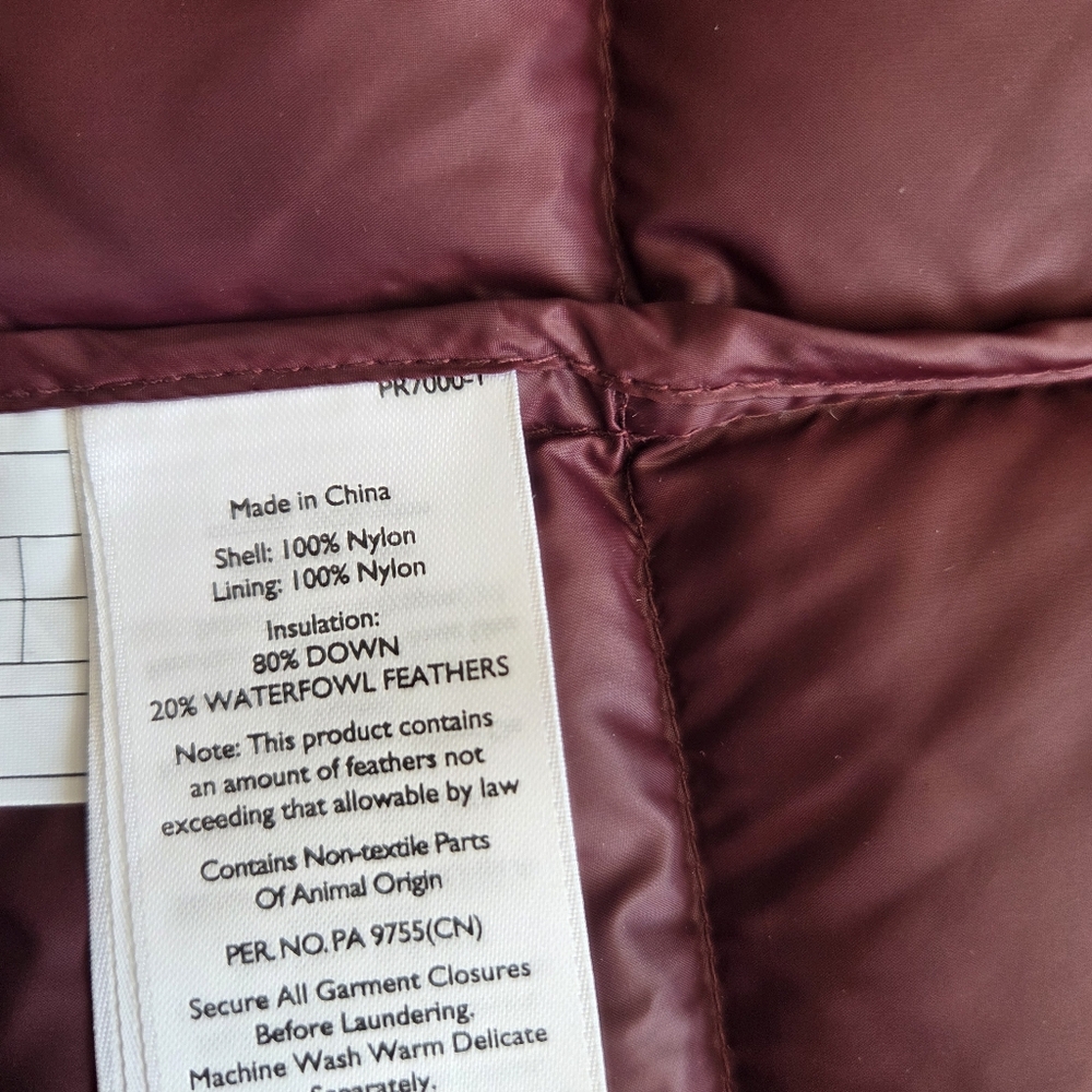 Eddie Bauer EB650 Goose Down Vest Quilted Puffer Maroon Size L - Picture 10 of 12